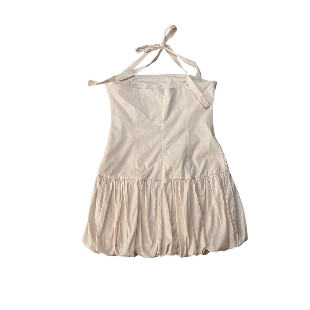 Edikted Ivory Bubble Hem Mini Dress Halter Tie Back Strapless Look L NWT - Picture 5 of 8
